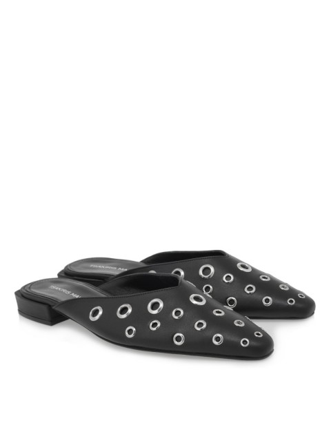 TSAKIRIS MALLAS Black Women's Leather Mules