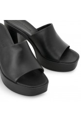 TSAKIRIS MALLAS Μαύρα Γυναικεία Δερμάτινα Mules
