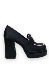 TSAKIRIS MALLAS Μαύρα σατέν γυναικεία loafers