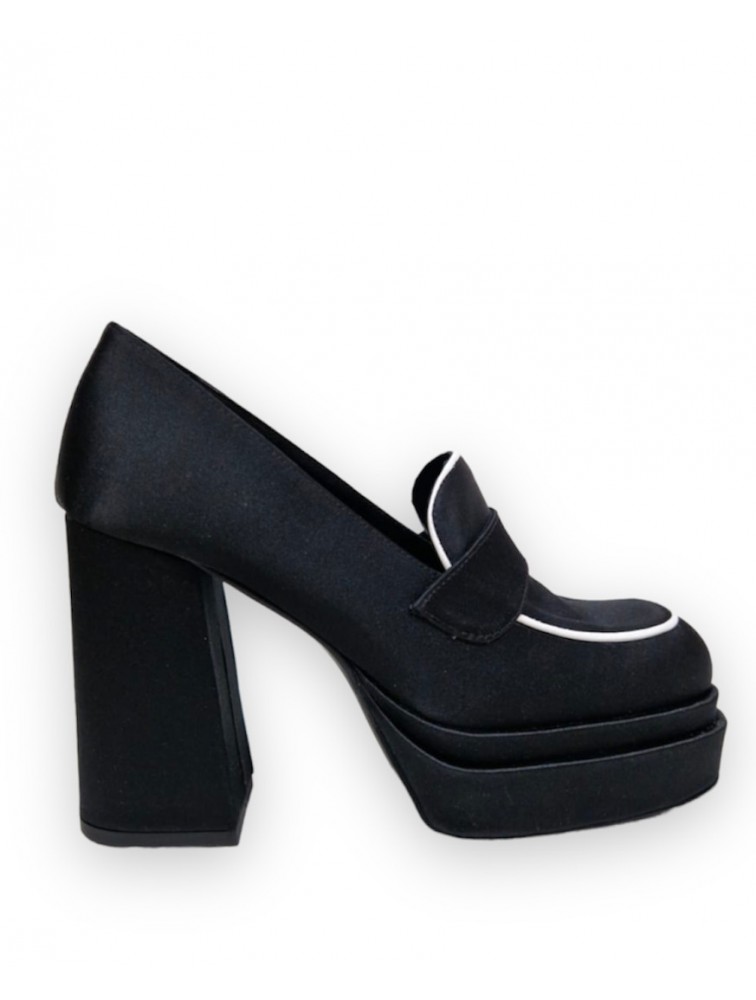 TSAKIRIS MALLAS Μαύρα σατέν γυναικεία loafers