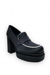 TSAKIRIS MALLAS Μαύρα σατέν γυναικεία loafers
