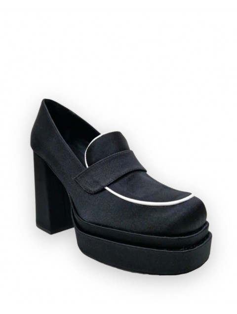 TSAKIRIS MALLAS Μαύρα σατέν γυναικεία loafers TSAKIRIS MALLAS Μαύρα σατέν γυναικεία loafers
