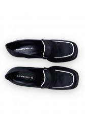 TSAKIRIS MALLAS Μαύρα σατέν γυναικεία loafers