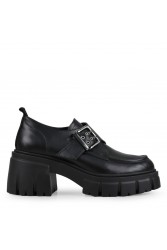 TSAKIRIS MALLAS Μαύρα δερμάτινα γυναικεία loafers