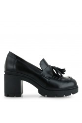 TSAKIRIS MALLAS Μαύρα δερμάτινα γυναικεία loafers