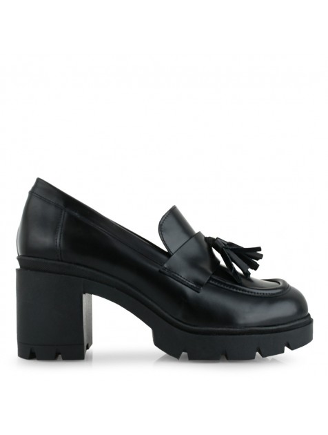 TSAKIRIS MALLAS Μαύρα δερμάτινα γυναικεία loafers TSAKIRIS MALLAS Μαύρα δερμάτινα γυναικεία loafers