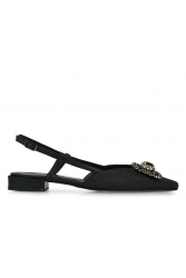 TSAKIRIS MALLAS Black Straw Women's Slingback Ballerinas