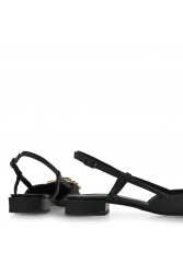 TSAKIRIS MALLAS Black Straw Women's Slingback Ballerinas