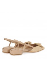 TSAKIRIS MALLAS Μπεζ Γυναικείες Δερμάτινες Slingback Μπαλαρίνες