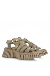 TSAKIRIS MALLAS Beige Suede Flatforms Sandals