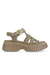 TSAKIRIS MALLAS Beige Suede Flatforms Sandals