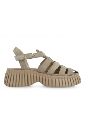 TSAKIRIS MALLAS Μπεζ Σουέντ Flatforms Σανδάλια