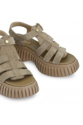 TSAKIRIS MALLAS Beige Suede Flatforms Sandals