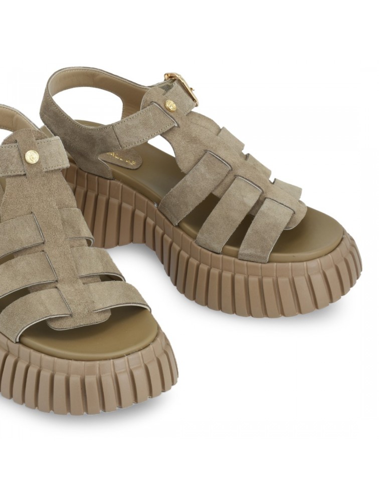 TSAKIRIS MALLAS Beige Suede Flatforms Sandals