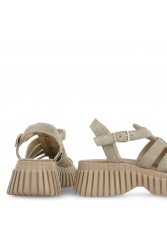 TSAKIRIS MALLAS Μπεζ Σουέντ Flatforms Σανδάλια