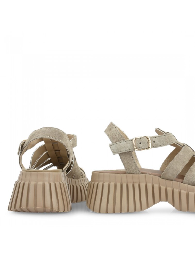 TSAKIRIS MALLAS Μπεζ Σουέντ Flatforms Σανδάλια