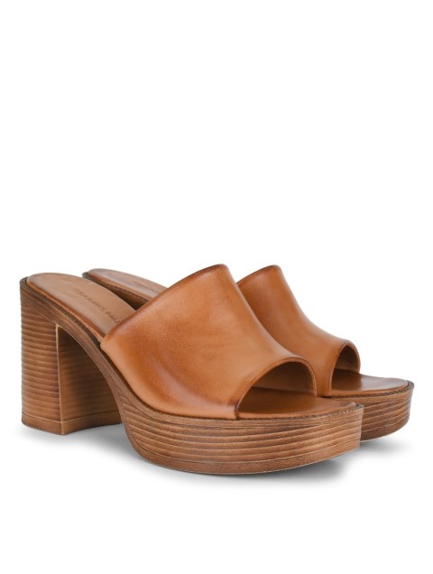 TSAKIRIS MALLAS Tan Women's Leather Mules