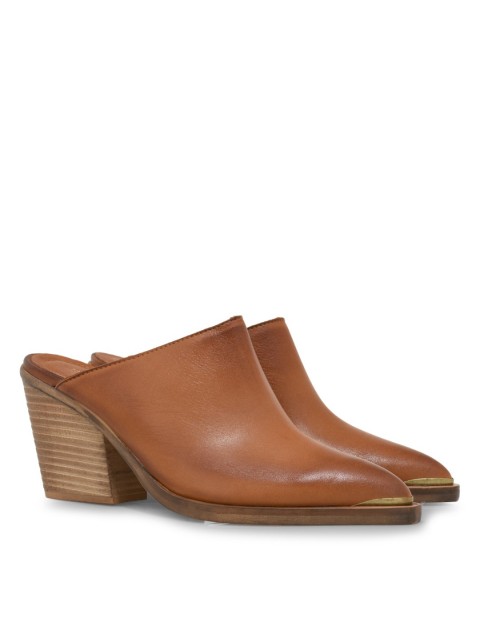 TSAKIRIS MALLAS Tan Women's Leather Mules