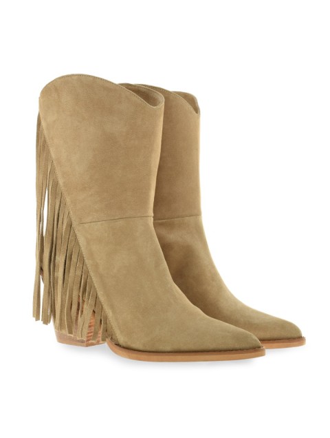 TSAKIRIS MALLAS Beige Women's Suede Summer Boots