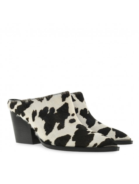 TSAKIRIS MALLAS Ασπρόμαυρα Animal Print Γυναικεία Mules 