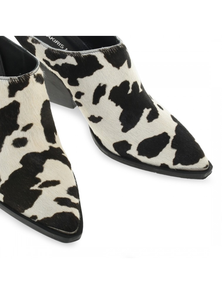TSAKIRIS MALLAS Ασπρόμαυρα Animal Print Γυναικεία Mules