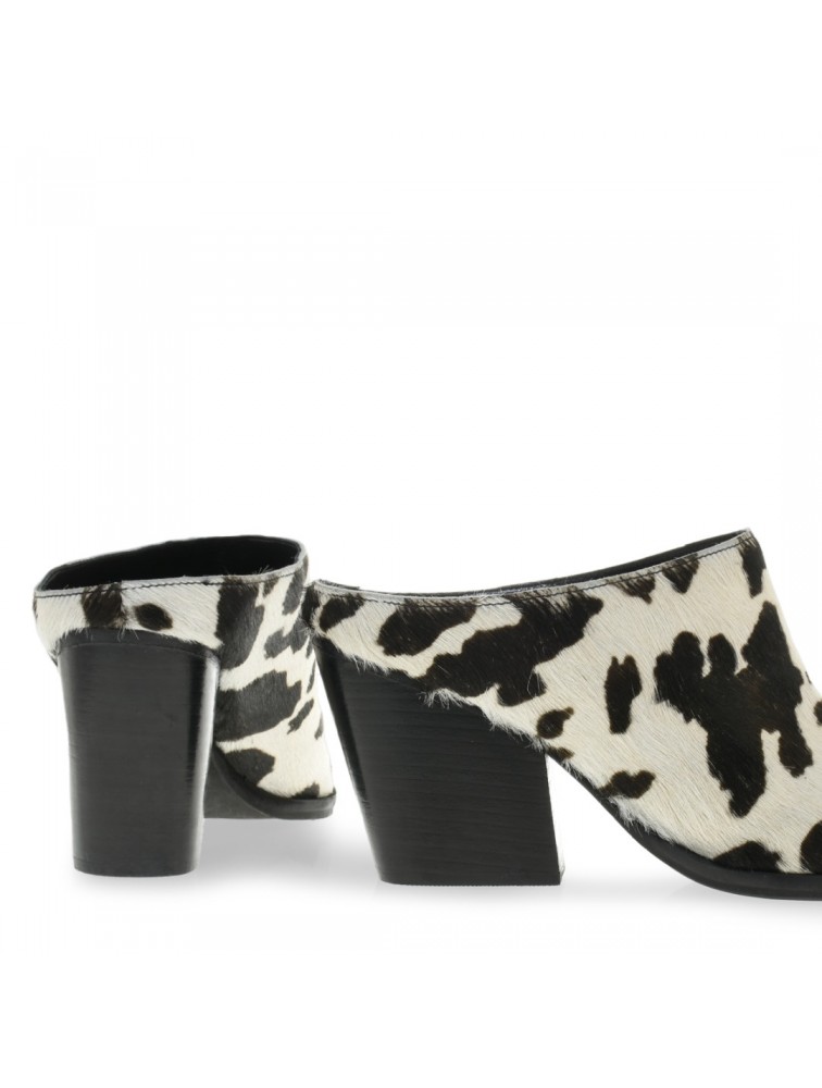 TSAKIRIS MALLAS Ασπρόμαυρα Animal Print Γυναικεία Mules