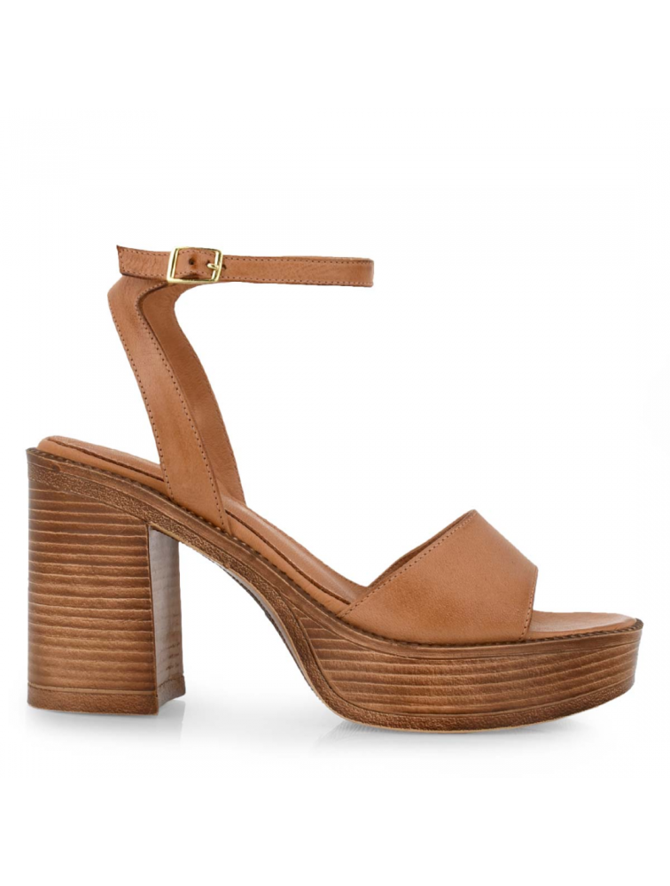 TSAKIRIS MALLAS Tan Leather Women's Sandals