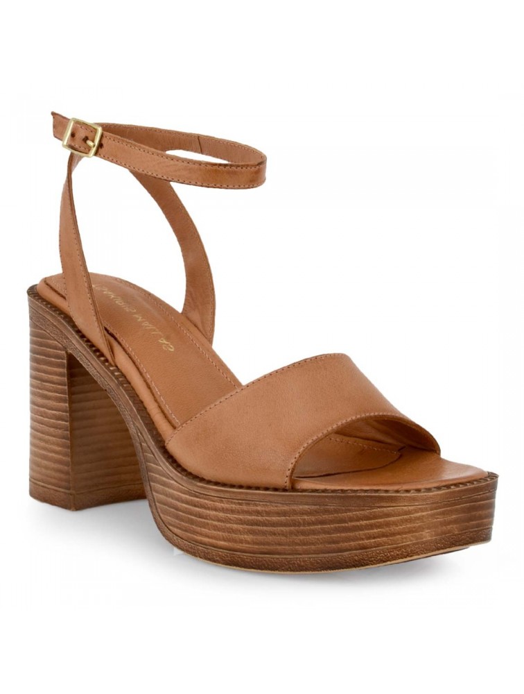 TSAKIRIS MALLAS Tan Leather Women's Sandals