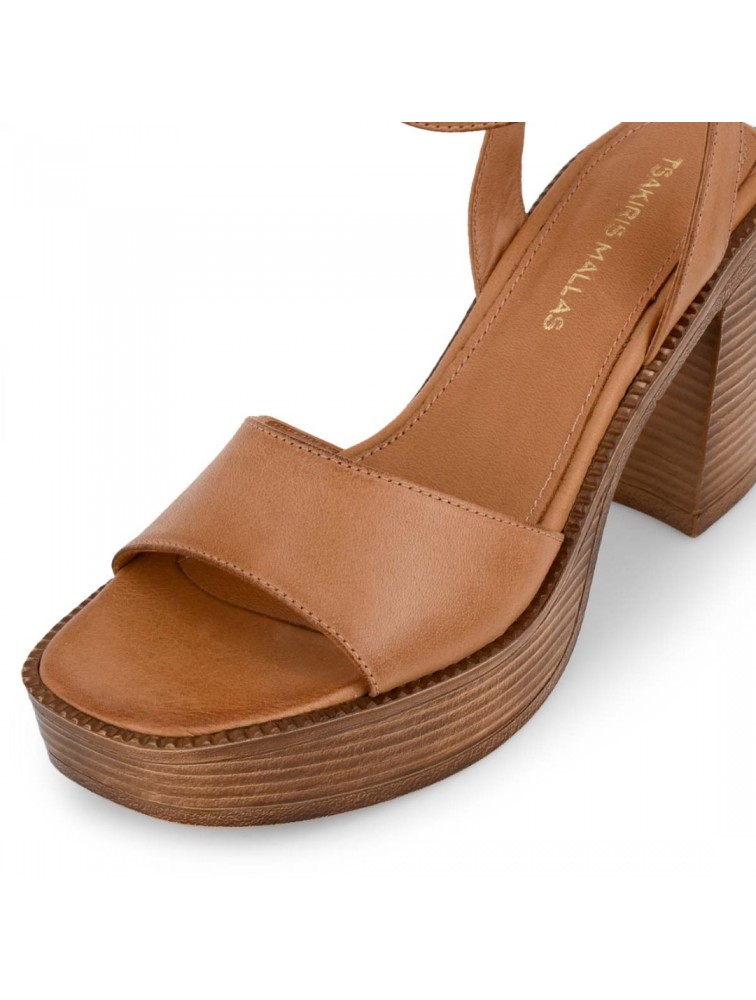 TSAKIRIS MALLAS Tan Leather Women's Sandals