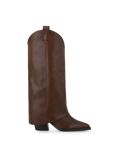 TSAKIRIS MALLAS Καφέ Δερμάτινες Γυναικείες Μπότες