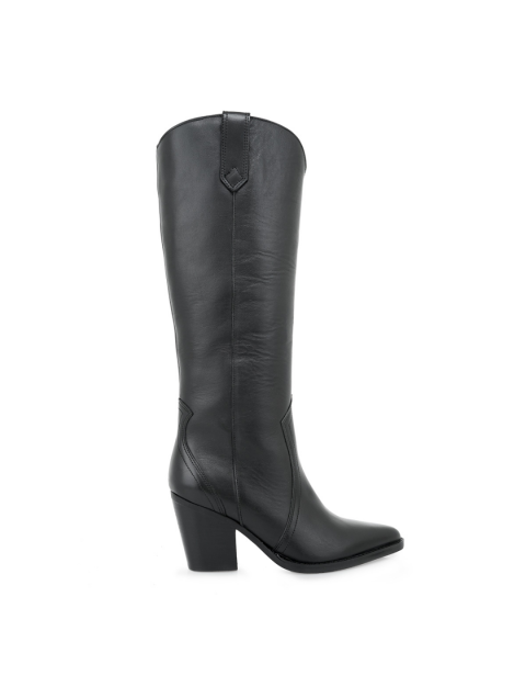 TSAKIRIS MALLAS Μαύρες Δερμάτινες Γυναικείες Καουμπόικες Μπότες