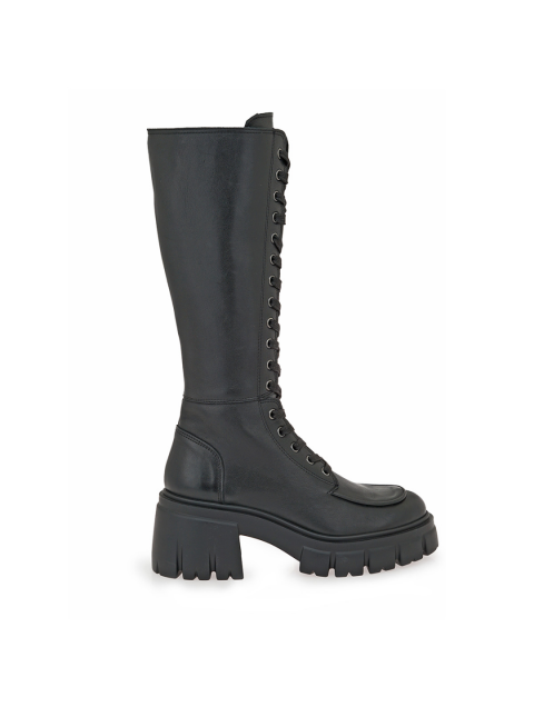 TSAKIRIS MALLAS Μαύρες Δερμάτινες Δετές Γυναικείες Μπότες