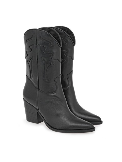 TSAKIRIS MALLAS Μαύρες δερμάτινες γυναικείες μπότες