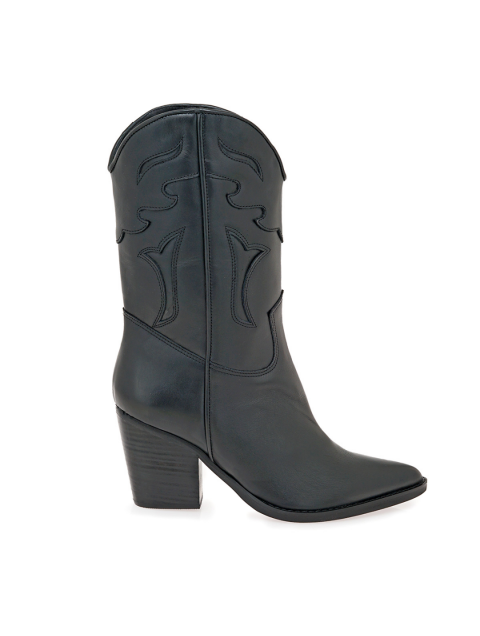 TSAKIRIS MALLAS Μαύρες δερμάτινες γυναικείες μπότες