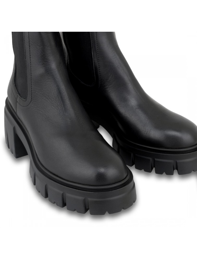 TSAKIRIS MALLAS Μαύρο Δερμάτινο Γυναικείεο μποτάκι