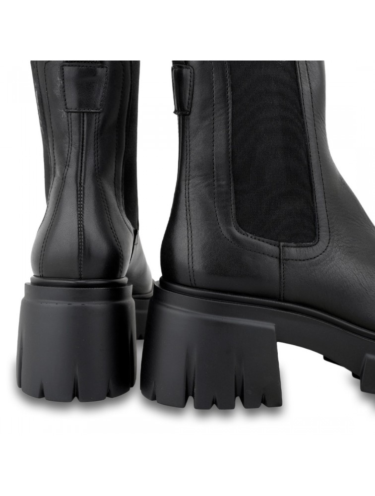 TSAKIRIS MALLAS Μαύρο Δερμάτινο Γυναικείεο μποτάκι