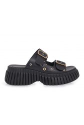 TSAKIRIS MALLAS Μαύρα Γυναικεία Δερμάτινα Flatforms