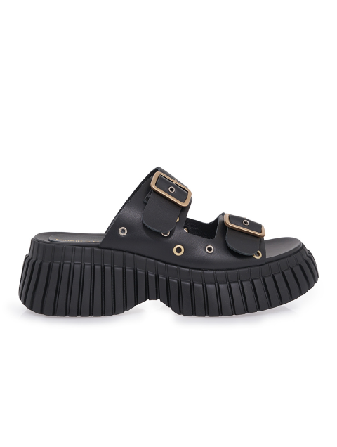 TSAKIRIS MALLAS Black Women's Leather Flatforms