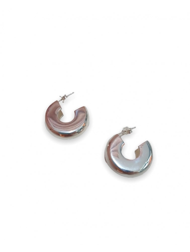 ZÉNAÏS Glow Curvy Hoops ασημένια