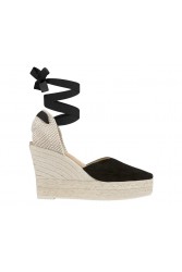 MANEBÌ Heart-Shaped Women's Wedges Sandals - Hamptons - Black