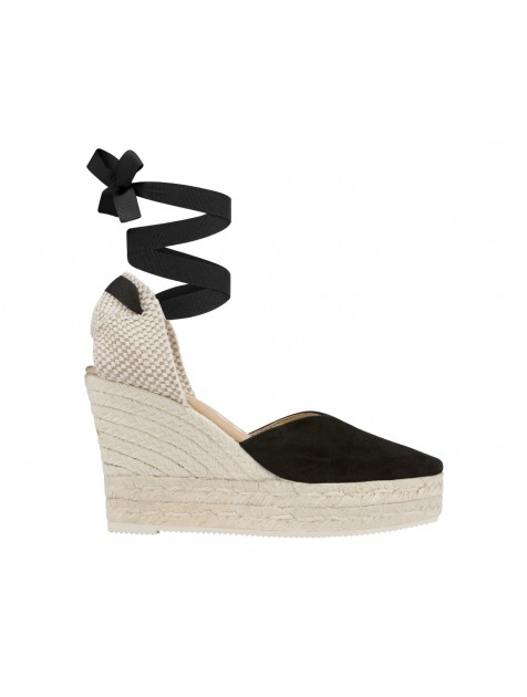 MANEBÌ Heart-Shaped Women's Wedges Sandals - Hamptons - Black