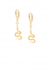 ZÉNAÏS Python Small Dangling Earrings gold plated silver