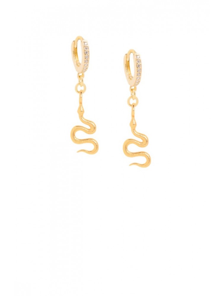 ZÉNAÏS Python Small Dangling Earrings gold plated silver
