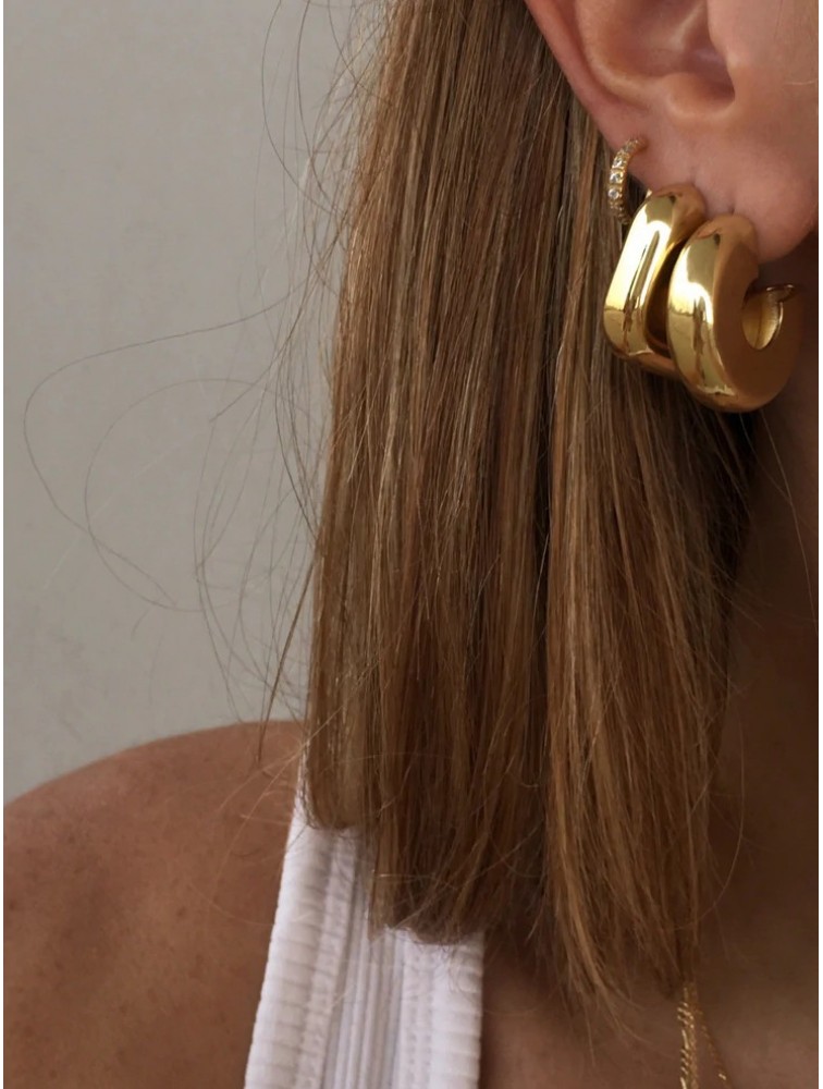 ZÉNAÏS Glow Rectangular Hoops επιχρυσωμένο ασήμι