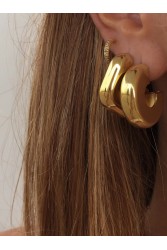 ZÉNAÏS Glow Curvy Hoops επιχρυσωμένο ασήμι