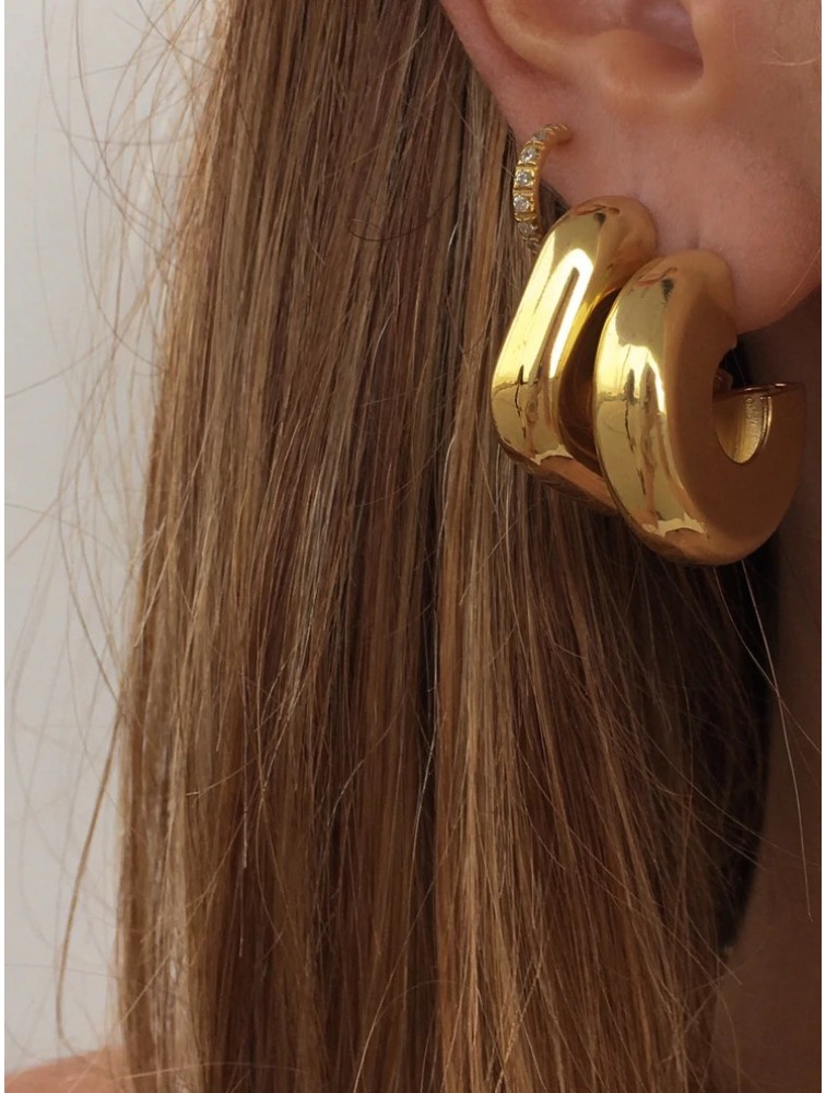 ZÉNAÏS Glow Curvy Hoops επιχρυσωμένο ασήμι