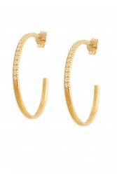 ZÉNAÏS Gemstone Hoops Large επιχρυσωμένο ασήμι