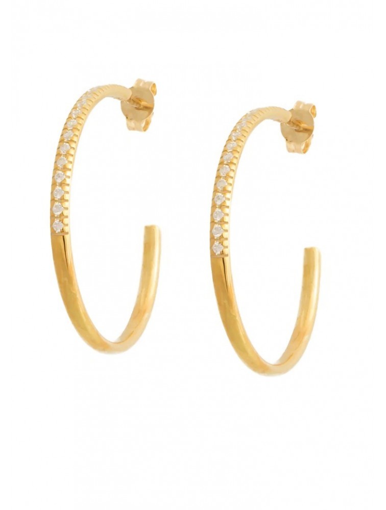 ZÉNAÏS Gemstone Hoops Large επιχρυσωμένο ασήμι