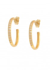 ZÉNAÏS Gemstone Hoops Medium επιχρυσωμένο ασήμι