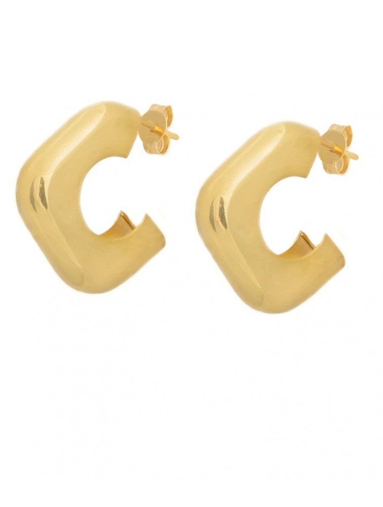 ZÉNAÏS Glow Rectangular Hoops επιχρυσωμένο ασήμι